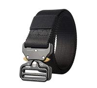 Men's Tactical Belt, Quick Release Military Webbing Belt Black Heavy Duty Nylon Waist Work Belts For Men Police Hunting Training Army Running (Black)