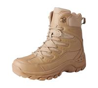 Men's Tactical Boots Lightweight Military Combat Boots Breathable Mid-Cut Patrol Shoes Non-Slip Outdoor Walking Boots for Hiking Khaki 6.5