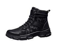 Mens Tactical Camouflage High Top Boots for Men Durable Outdoor Training and Hiking Shoes Lace up Army Tactical Combat Boots Work Booties Black with Lined Footwear Size 9