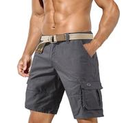 Men's Tactical Cargo Cotton Shorts Combat Multi Pocket Breathable Elasticated Waist Plain Workwear Trousers Lightweight Relaxed Casual Shorts Suitable for Work or Leisure (Grey, 44)