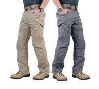 Men's Tactical Cargo Pants 2-Pack Breathable Quick Dry Water Resistant Work Trousers for Men, Ideal as Cargo Workwear and Tactical Option for Outdoor Adventures, XL, Khaki+Dark Grey
