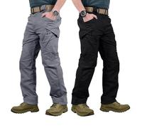 Men's Tactical Cargo Pants 2-Pack Breathable Quick Dry Water Resistant Work Trousers for Men, Ideal as Cargo Workwear and Tactical Option for Outdoor Adventures, 2XL, Black+Dark Grey
