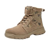 Men's Tactical Combat Boots Camouflage Suede Military Boots for Men, Lace up Ankle Patrol Boots with Breathable Panels, Anti Slip Outdoor Walking Shoes, Durable Rugged Sole