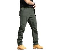Men's Tactical Hiking Trousers Waterproof Cargo Trousers Lightweight Baggy Softshell Quick Dry Pants Stretch Elasticated Combat Work Trouser Travel Fishing Outdoor Work Pants Blackish Green