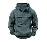 Men's Tactical Hoodie, Heavyweight Half-Zip Pullover, Military Multi-Pocket Sweatshirt, Warm Fleece Army Hoodie, Outdoor Utility Jacket, Combat Style Casual Top, Thick Cotton Blend Hoodie for Winter