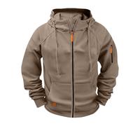 Men's Tactical Hoodie Jackets Zip Up Raglan Long Sleeve Sweatshirts Sport Outdoor Workout Cargo Jackets with Pockets Brown