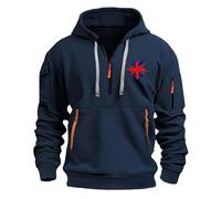 Mens Tactical Hoodie Mens Hoodies 1/4 Zip The Union Jack Printed Hoodie Durable Combat Hoodies Retro British Flag Printing Sweatshirt Lightweight Hoody Pullover Multi Pocket Workwear Jumper