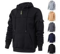 Mens Tactical Hoodie Mens Hoodies Half Zip Outdoor Cargo Hoodie Plain Hiking Hoodies Fashion Work Sweatshirts Casual Hooded Sweatshirt With Kangaroo Pocket Quarter Zip Hoody Jumpers