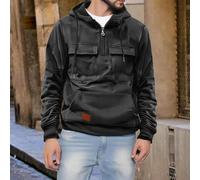 Mens Tactical Hoodie Mens Hoodies Quarter Zip Utility Cargo Sweatshirt Multi Pocket Camping Sweatshirt Military Hooded Jumper Gym Sports Outfits Winter Essentials Jumper With Flap Pockets