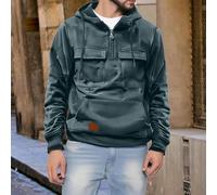 Mens Tactical Hoodie Mens Hoodies Quarter Zip Utility Cargo Sweatshirt Multi Pocket Camping Sweatshirt Military Hooded Jumper Gym Sports Outfits Winter Essentials Jumper With Flap Pockets