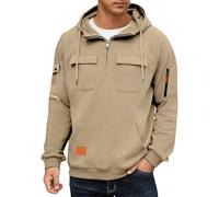 Men'S Tactical Hoodies Combat Hoodie For Men Uk 1/4 Zip Up Pullover Drawstring Gym Sweaters With Two Flap Pockets Long Sleeve Outdoor Pullovers Military Hooded Pulloves Long Sleeve Sweatshirts