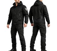 Men's Tactical Jacket and Trousers Set, Waterproof Softshell Tactical Suit, Military Combat Clothing, Camo Hunting Fishing Airsoft Workwear Outfit,01,XXL