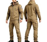 Men's Tactical Jacket and Trousers Set, Waterproof Softshell Tactical Suit, Military Combat Clothing, Camo Hunting Fishing Airsoft Workwear Outfit,03,S