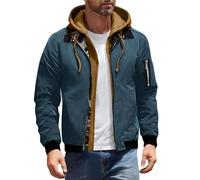 Mens Tactical Jacket Workwear Style Long Sleeve Hooded Lumberjack Jacket Fake Two-piece Spliced Plaid Interior with Multiple Pockets Coat Flight BomBer Pilot Coats Winter Thermal Outwear S-3XL