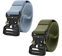 Mens Tactical Military Gray & Army Green Nylon Webbing Belt With Quick-Release Buckle For Outdoor Adventures & Daily Wear