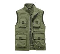 Men's Tactical Outerwear Gilet Multi Pocket Vest Camping Activewear Waistcoat Jacket Sleeveless Traveling Hiking Gilet Photography Top Lightweight Windproof Thin Windbreaker Leisure Work Vests Zip Up