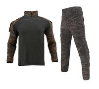 Men's Tactical Suit Combat Shirt and Pants Set Long Sleeve Rip-Stop Uniforms 1/4 Zip Airsoft Clothing War Game Army Military Paintball BDU Hunting Shooting Camo Gear