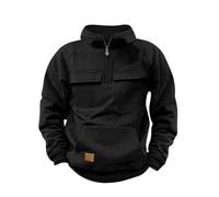 Men's Tactical Sweatshirt Quarter Zip Pullover Cargo Hoodies Men Long Sleeve Standing Collar Shirt Pockets Workout Gym Sports Running Outdoor Winter Jackets Tops