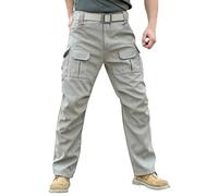 Men's Tactical Trousers Medium Waist- Straight Cargo Trousers Casual Loose Solid Color Multi-Pocket Palazzo Classic Comfortable Fit Chic Autumn Pants for Hiking