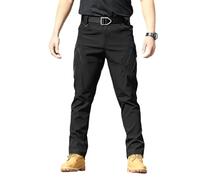 Men's Tactical Trousers Utility Softshell Multilayer DWR Treatment Long Lasting Ergonomic Cut for Outdoor Operations and Variable Climates, Black, 4XL