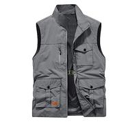 Men'S Tactical Vest Military Cargo Outdoor Outerwear Gilets Plus Size Men Softshell Solid Stand Collar Sleeveless Jacket Activewear Waistcoat Multi-pocket Working Hunting Sports Vest Jacket Outwear