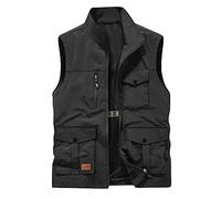 Men'S Tactical Vest Military Cargo Outdoor Outerwear Gilets Plus Size Men Softshell Solid Stand Collar Sleeveless Jacket Activewear Waistcoat Multi-pocket Working Hunting Sports Vest Jacket Outwear