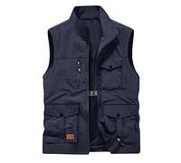 Men'S Tactical Vest Military Cargo Outdoor Outerwear Gilets Plus Size Men Softshell Solid Stand Collar Sleeveless Jacket Activewear Waistcoat Multi-pocket Working Hunting Sports Vest Jacket Outwear