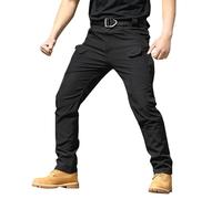 Men's Tactical Work Overalls - Stretchable Combat Pants - Camo Outdoor Pants for Tools & Phones(Black,XS)