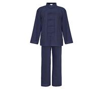 Men's Tai Chi Suit Kung Fu Uniform Martial Arts Clothing Navy Blue - Size: XL