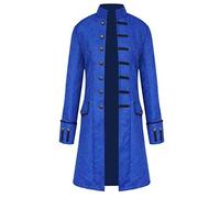 Mens Tailcoat Jacket Elegant Gothic Frock Coat Uniform Costume Long Sleeve Suit Jacket Vintage Party Punk Retro Tuxedo Coat Praty Outwear Plus Size Blue