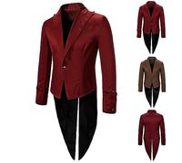 Mens Tailcoat Jacket Steampunk Coat Clearance , Men's Gothic Tuxedo Coat Medieval Halloween Costume Retro Victorian Coats Fall Winter Jackets Swallowtail Trench Coats Party Carnival Uniform Overcoat