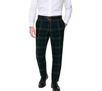 Mens Tailored fit Trousers - Scottish Tartans Green Check Gunn - Adjustable Waistband - Comfortable Chinos Golf Trouser - for Any Seasons, Wedding - Waist Size 40 - Inner Length 29 Inches