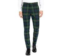 Mens Tailored fit Trousers - Scottish Tartans Green Check Gunn - Expandable Waist Band - Comfortable Chinos Golf Trouser - for Any Seasons, Wedding - Waist Size 42 - Inner Length 33 Inches