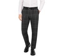 Mens Tailored fit Trousers - Scottish Tartans Grey Check Grey Granite - Expandable Waist Band - Comfortable Chinos Golf Trouser - for Any Seasons, Wedding - Waist Size 36 - Inner Length 29 Inches