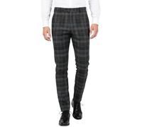 Mens Tailored fit Trousers - Scottish Tartans Grey Check Grey Granite - Expandable Waist Band - Comfortable Chinos Golf Trouser - for Any Seasons, Wedding - Waist Size 34 - Inner Length 33 Inches