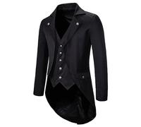 Mens Tails Slim Fit Tailcoat Dress Coat Gothic Tailcoat Tuxedo Jacket Dinner Party Wedding Blazer Suit Jacket (S,Black)