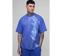 Men's Tall Afterlight Tonal Glow In The Dark Printed Short Sleeve T-Shirt | Electric Blue | Size Large | BOOHOOMAN