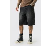 Mens Tall Baggy Denim Jorts In Washed Black, Black 38