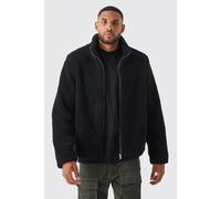 Mens Tall Borg Funnel Neck Jacket in Black, Black S