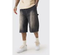 Mens Tall Carpenter Detail Denim Jorts In Grey, Grey 36