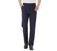 Men's Tall Classic Fit Flex Expandable Waist Flat Front Dress Pants Wrinkle-Free Formal Pants for Business & Office, Navy, 42W x 36L