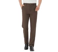 Men's Tall Classic Fit Flex Expandable Waist Flat Front Dress Pants Wrinkle-Free Formal Pants for Business & Office, Brown, 34W x 36L