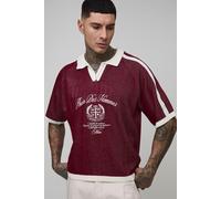 Mens Tall Embroidered Knitted Football Shirt, Red S