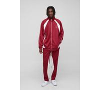 Mens Tall Embroidered Zip Up Sports Gusset Tracksuit, Red S