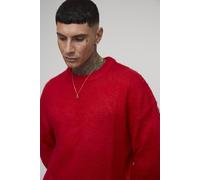 Men's Tall Essential Boxy Fit Brushed Knitted Jumper | Red | Size X-Large | BOOHOOMAN
