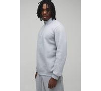 Men's Tall Essential Regular Fit Quarter Zip Funnel Neck Sweatshirt | Grey Marl | Size 2X-Large | BOOHOOMAN