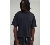 Men's Tall Essential Washed Oversized Boxy Front Pocket T-Shirt | Black | Size X-Large | BOOHOOMAN