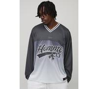 Men's Tall Homme Oversized Applique Long-sleeve Sports T-Shirt | Black | Size Medium | BOOHOOMAN