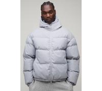 Men's Tall MAN Regular Fit Midweight Padded Hooded Puffer Jacket | Grey | Size 2X-Large | BOOHOOMAN