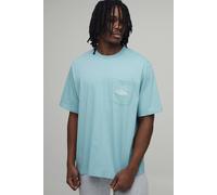 Men's TALL Man Relaxed Pocket T-Shirt | Dusty Blue | Size Large | BOOHOOMAN